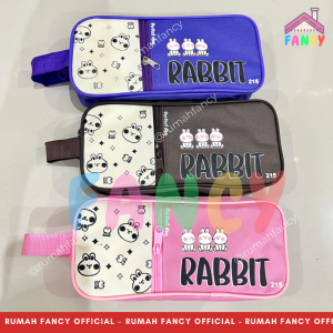Tempat Pensil Kain Sleting + Kantong Depan HD 215 Motif PANDA Kartun Cute Panda Putih Hitam Lucu Unik Murah