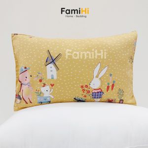 Vỏ gối nằm cho bé trai bé gái 30x45cm Cotton Sateen FamiHi cao cấp bao áo gối trẻ em 100% sợi vải tự nhiên mềm mát.