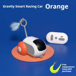2026 Remote Control Cat Toy Smart Racing Car with Feather Automatic Obstacle Avoidance InteractiveToy for Kitten