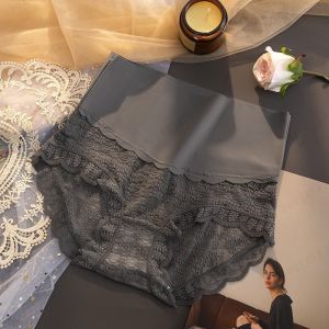 hooyaya Underwear briefs high waist large size ice silk lace antibacterial cotton seamless