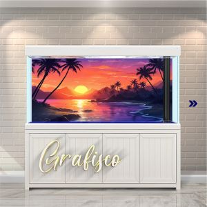 Stiker Background Aquarium Vinyl Premium Tahan Air - Tropical Island (TI)