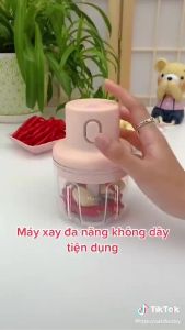 Máy Xay Thịt Cầm Tay Mini Sạc Điện 250ml Máy Xay Tỏi Ớt Củ Quả Đa Năng Có Cổng Sạc Usb