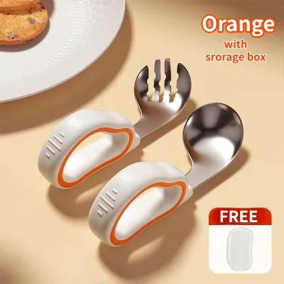 Baltra Spoon Learning To Eat Training Self-eating Eating Silicone Handle Stainless Steel Fork Spoon baby spoons