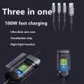 100W 3-in-1 Super Charging Cable 6A Micro USB Type C Fast Charger Type-C Data Cable for Samsung Android iOS Carry On. 