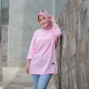 Kaos wanita oversize polos pink forever motif terlaris baju atasan oversize cewek