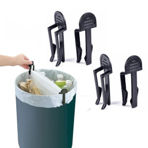 【Elegant Residence】2PCS Practical Plastic Trash Bag Fixed Clip Home Office Garbage Can Clamp Household Waste Bin Clip Trash Can Clamp for Kitchen Household Tool Kitchen Gadgets