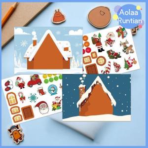 Aolaa 8 Sheets Children Party Decoration Toy Christmas Puzzle Stickers Create Your Own Santa Claus DIY Make-a-Face Jigsaw Games