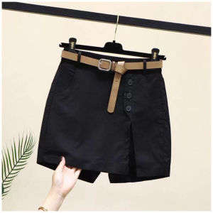 Korean Fashion Elastic Waist A-line Skirt Split Shorts Cargo Pants 
