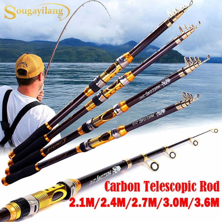 1.8m 2.1m 2.4m 2.7m 3.0m 3.6m Fishing Rod Ultra Short Telescopic Carbon  Fiber Spinning Fishing Rod Portable Sea Fishing Pole