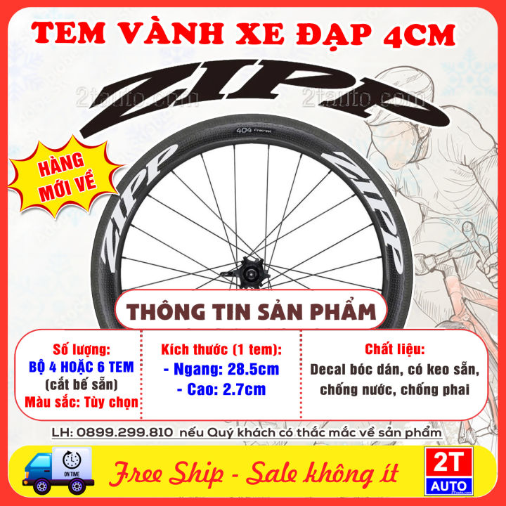 (BỘ 4 HOẶC 6 tem) Logo Tem Decal Chữ ZIPP Dán Vành Xe Đạp Fixed Gear ...
