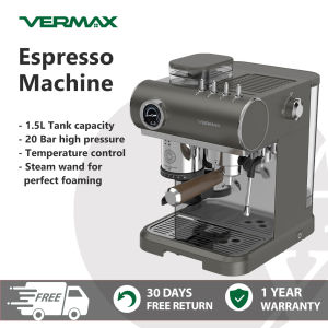 Vermax Barista Express Espresso Machine with Grinder Single Boiler 20Bar Coffee Maker Semi Automatic With Milk Frother Steam Wand  For Cappuccino Latte 1.5L Tank High-Pressure Stable PID Control
