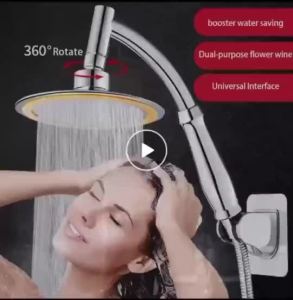 3 in 1 SET SHOWER HEAD WIDE SPRINKLER (15CM) Bathroom Shower Round Chrome Ultra-thin 360° Swive