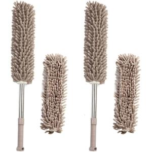 แปรงปัดปัดฝุ่นกล้องดูดาวแบบปรับได้พร้อมผ้ารองจานสำหรับทำความสะอาดบ้านหัวนุ่ม