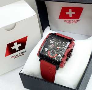Jam Tangan Pria SWISS ARMY 9146 Original Tali Karet Crono Aktif Fashion Pria Elegan Free Box Ori