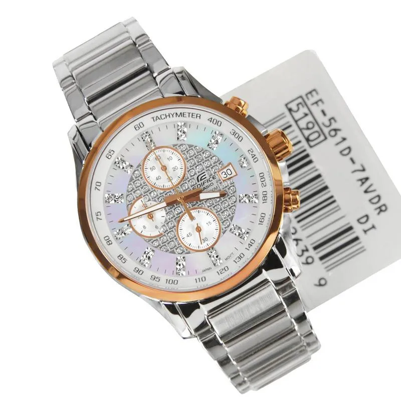 Marco 2 Years Warranty Casio Edifice EF 561 Series Women s Chronograph Date Display Stainless Steel Strap