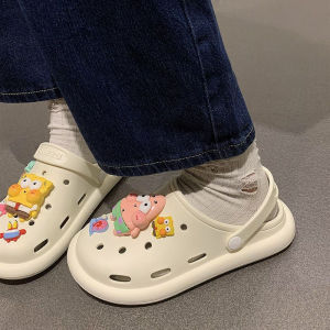 #656#Cute girl heart baotou slippers female summer new flat two wear outside to wear cartoon hole sandals