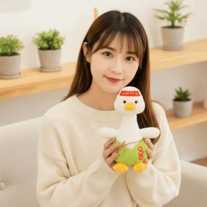 JUVIAAL Soft Zongzi Duck Doll Cartoon Adorable Stuffed "Fighting Duck" Plushie Cheer-Up Duck Doll Cute Gift for Loong Boat Festival For Students