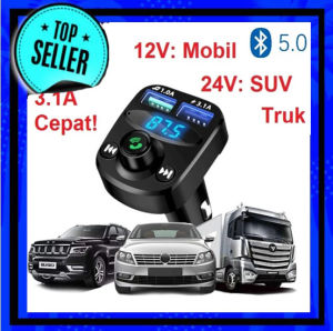 FM Transmitter Bluetooth Modulator Mobil Car Charger Dual Port USB + MP3 Player + Aux 5.0 TF Slot