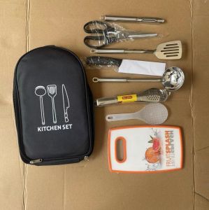 【Multifunctional】Outdoor Cooking Set Camping Kitchenware Portable Stainless Steel Storage Handbag Camping Picnic Barbecue Supplies