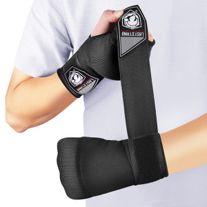 1 Pair Boxing Hand Wrap Inner Gloves Half Finger Gel with Long Wrist Strap Muay Thai MMA Kick Boxing Hand Protective