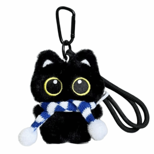 TWCEJE168 Good Luck Black Cat Lanyard Ornaments Cute Plush Cat Keychain Funny Ker Ring Bag Hanging Bag Key Decor