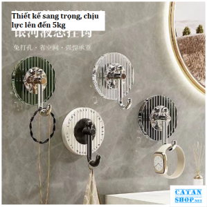 Vỉ 4 móc treo đa năng hình tròn dán tường siêu chắc không cần khoan đục tường treo vật dụng gia đình GD767-4MocKC