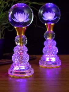 【Ship in 24H】热销推荐！水晶莲花灯供佛灯八卦仙家财神爷佛家灯led七彩佛堂照明灯关公LEDCrystal Lotus Lamp for Buddha Eight Trigrams Immortal Family God of Wealth