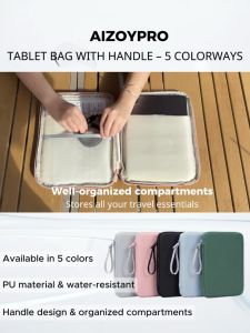 Waterproof Tablet Bag Multi Layer Padded Shockproof Carrying Case iPad Storage Bag for travel 11/13 inch Multi Pockets