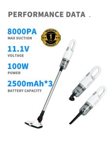 High-Efficiency 8000PA+ Suction Cordless Stick Vacuum Cleaner with Powerful Suction Low Noise and Long Battery Life