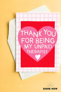 Unpaid Therapist Thank You Card – Funny Best Friend Gift Grateful Thanks Cute Greeting Card