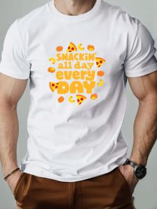 Man Short Sleeve T-shirt Gourmet Food Cartoon Printing Mens Cotton O-Neck Casual Short Sleeve Summer Breathable Top Tees