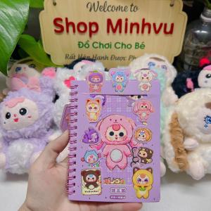 Sổ hình dán kết hợp sổ ghi chú baby three  sổ 12 trang sticker dán baby three