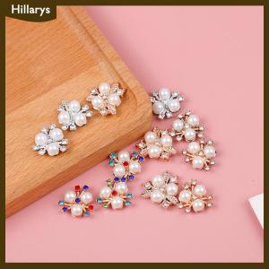 [Hillarys] 10ชิ้นกระดุมพลอยเทียมรูปดอกไม้มุกวิบวับงานฝีมือ DIY