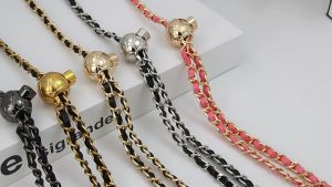 epeach 120cm PU Leather Metal Chain Adjustable Handbag Strap Gold Ball Adjuster Tali Kulit Beg Tangan