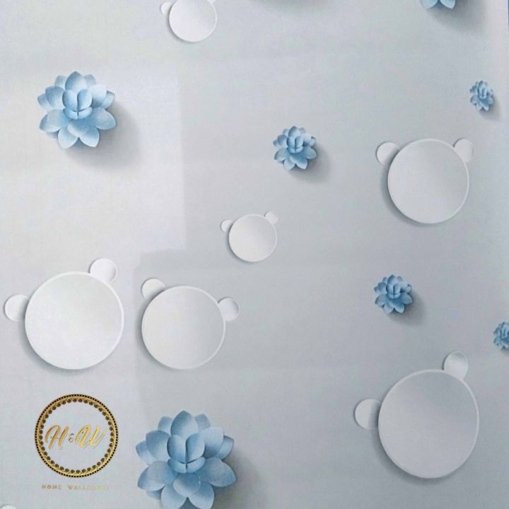 [COD TERMURAH!] Wallpaper Dinding Kamar Tidur Kembang Air Biru / Salur Biru / Salur Hijau / bunga shaby/ Motif Batik - Walpaper Dinding Rumah