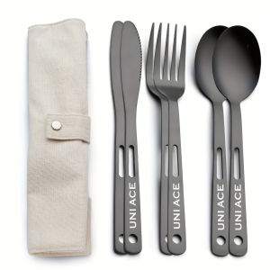6pcs Stainless Steel Camping Cutlery Set-ForkSpoon-Travel Flatware for Outdoor PicnicHiking