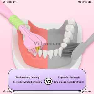 [COD] Millennium Household 3-Sided Toothbrush With Soft Bristles Comfortable Easy To Use Deep Cleaning Toothbrush For Adults Kids Boys Girls