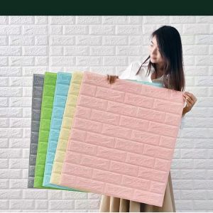 วอลเปเปอร์ผนัง 3มิติ ลายโดเรม่อน ลายคิตตี้ วอลเปเปอร์ลายการ์ตูน ลายอิฐ 3 มิติ DIY มีกาวในตัว กันเสียง กันน้ํา วอลเปอรติดผนัง 3D wallpaper