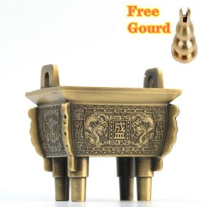 HF Mini Bronze Incense Burner Gourd Chinese Buddha Incense Stick Holder Sandalwood Censer Incense Home Fragrance Incense