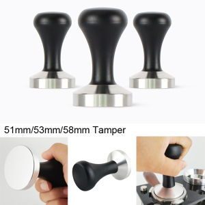 51mm 53mm 58mm Coffee Tamper Flat Base Black Wood Handle Coffee Making Accessories
