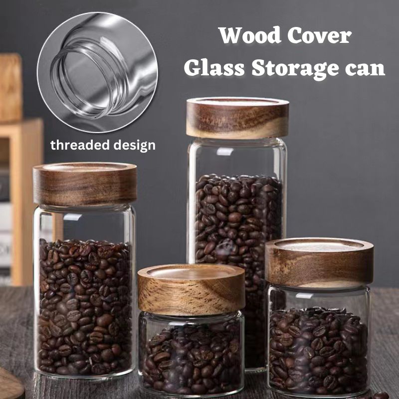 Tarro de cristal con tapa de madera hermético para alimentos_voghion.com