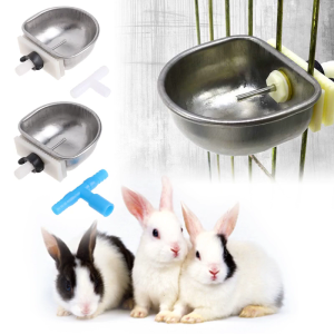 Rabbit Water Feeder Stainless Steel Bowl Automatic Nipple Drinker Ferrets Chinchilla Rodent Poultry Drinking System Set