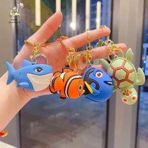Disney Finding Nemo 3D Keychain Sea Animal World Ugly Fish Shark Keyring Bag Charm Children Birthday Toy Gift 海底总动员钥匙扣