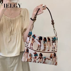 IELGY Retro vui vẻ vải bố thường nhật Tote túi dung tích lớn một bên vai nách túi nữ