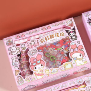 4 Washi Roll 1 Pen Knife 8 Stickers Waterproof PVC 1 GUKA Sanrio Character Sticker Stationery Gift Set