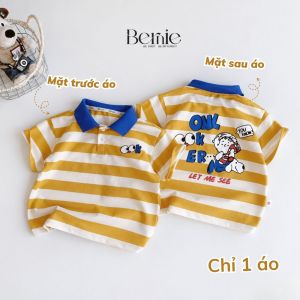 Áo thun áo polo tay ngắn họa tiết kẻ ngang sắc màu Ok cho bé trai size 9kg đến 25kg BERNIE H0226B37A