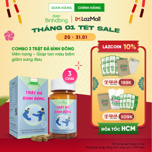 Combo 3 hộp Trật Đả Bình Đông của Dược Bình Đông - Giúp tan máu bầm giảm sưng giảm đau nhanh chóng – hộp 60 viên nang