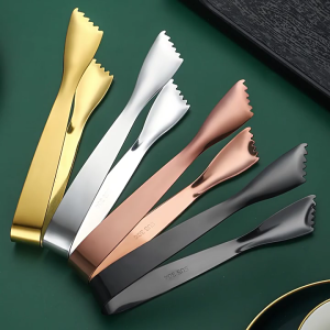 Rustproof Ice Handling Tongs Secure Hold Comfortable Grip Stainless Steel For Commercial Kitchen Daily Use