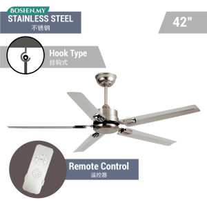 COOL POWER 42/52" Stainless Steel Remote Ceiling Fan House Bedroom Living Room Kipas Angin Siling Besi 42/52寸不锈钢遥控吊扇 G22