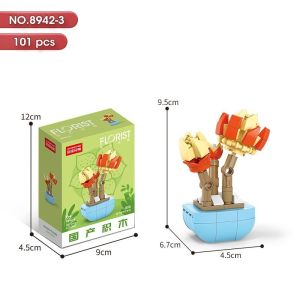 BETTIE Nano Block Flowers Pot Sukulen Bunga Model DIY Mainan Balok Buket Mainan Pendidikan